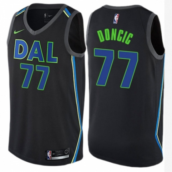 Men's Dallas Mavericks #77 Luka Doncic Black NBA City Edition Stitched Jersey